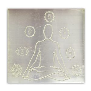 Selenite Charging Plate 7 Chakra with Yoga Symbol